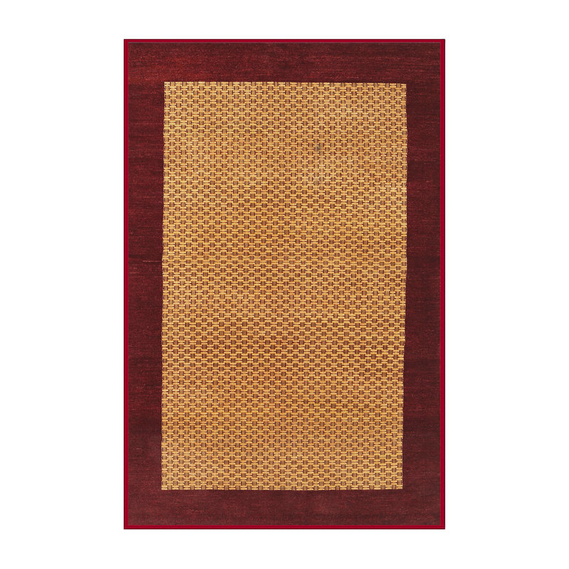 Tapis de zone rouge/beige contemporaine, Rectangle 5 pi x 8 pi