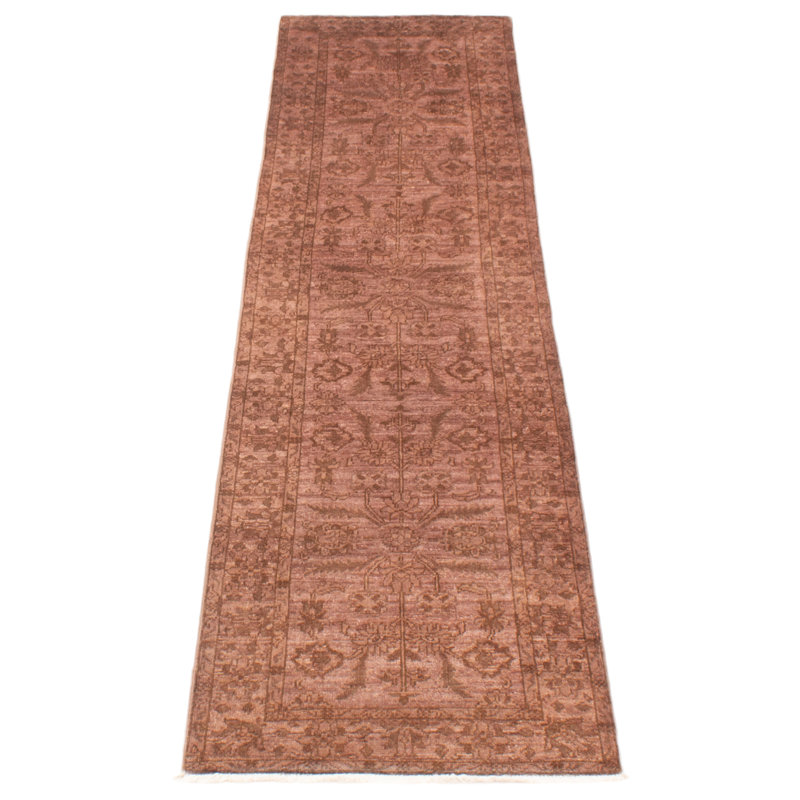 Tapis chocolat noué à la main de conception unique 2 pi 6 po x 9 pi 7 po