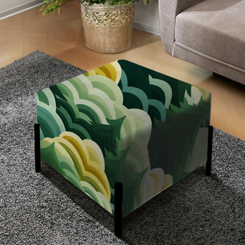 Green And Yellow Forest Pattern - Botanical Square Ottoman
