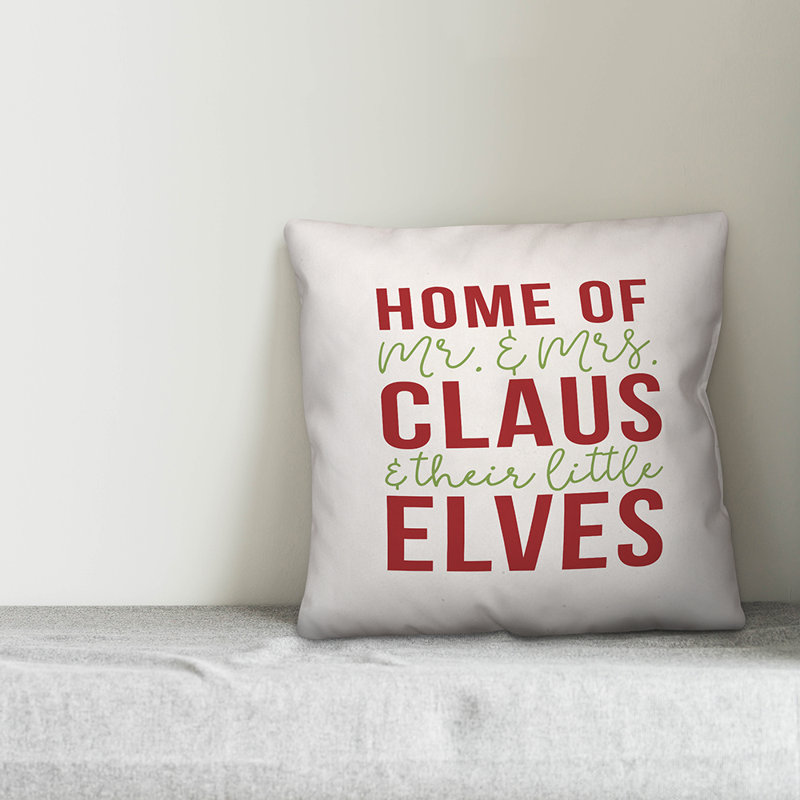  Housse de coussin Home of Mr and Mrs Claus, 16 po x 1 po, Polyester/ Bourre en polyester