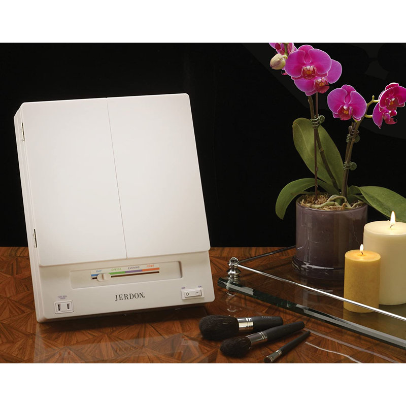 White Tri-Fold Lighted Magnifying Makeup Mirror