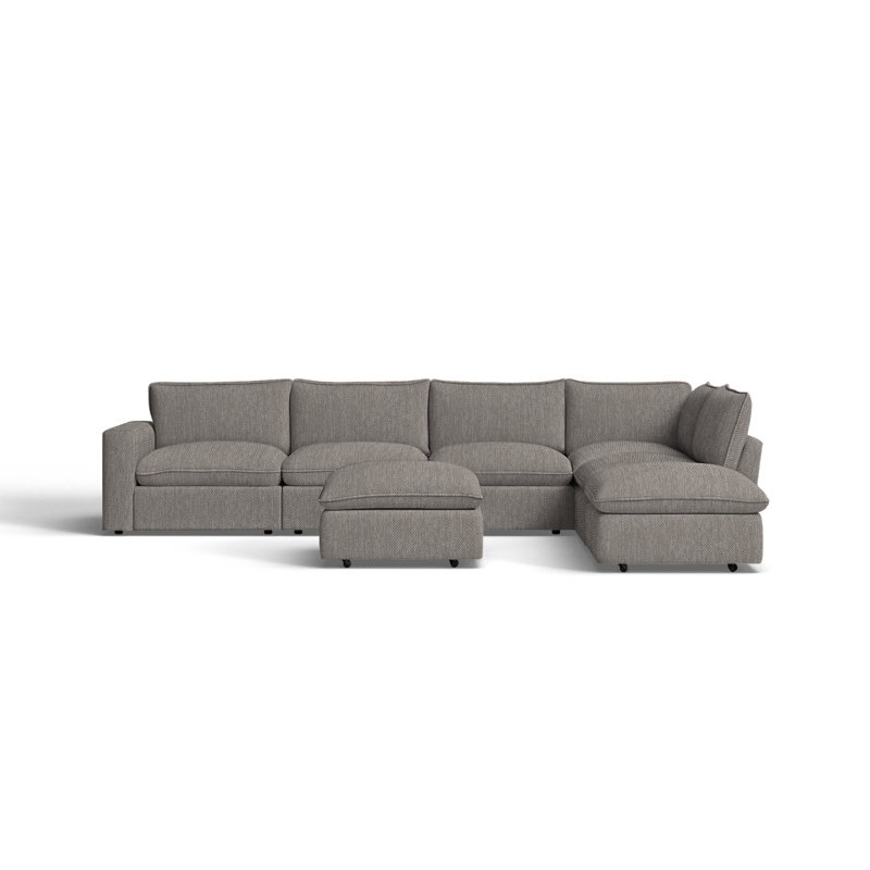 Zisa Modular Upholstered L-Sectional, Peyton Gray Performance Twill