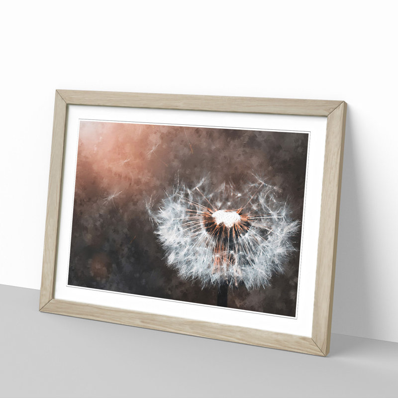 Floating Dandelion Seeds - Picture Frame Graphic Art Print, Oak Framed, 62cm H x 87cm W x 2cm D