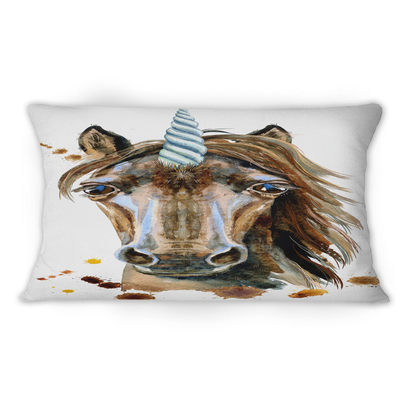 Portrait of a Unicorn - coussin décoratif traditionnel imprimé