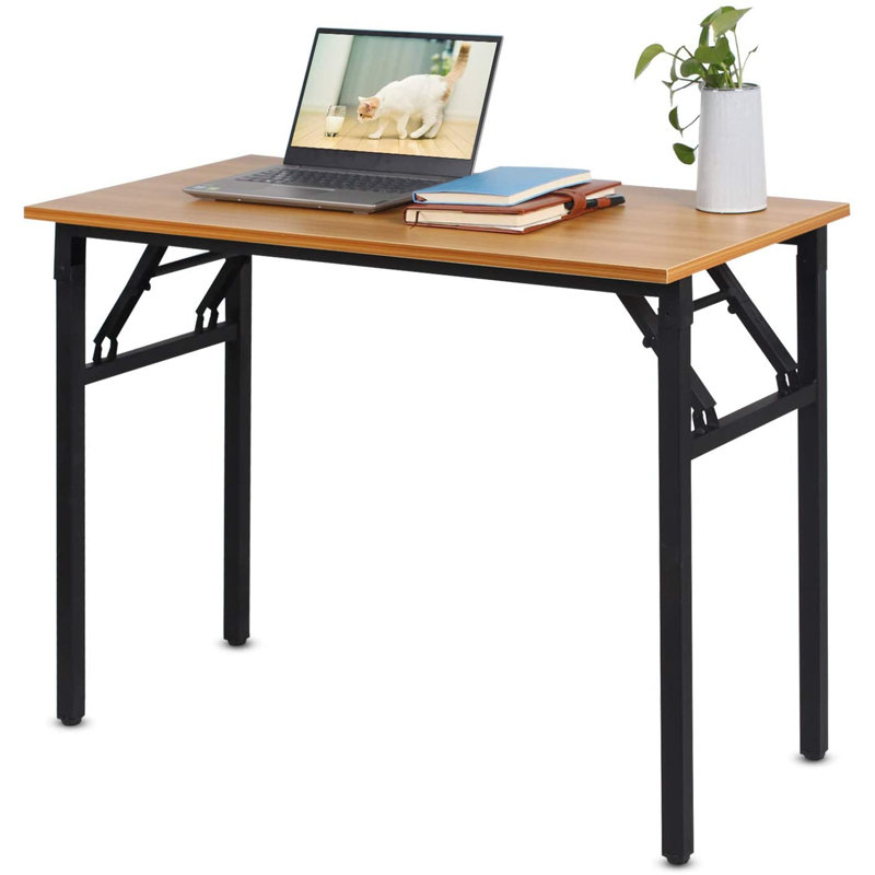 Portable Folding Desk, 75cm H x 100cm W x 50cm D, Black, Brown