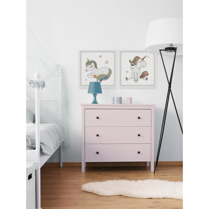 «Leamon Unicorn Cutie», ensemble de 2 reproductions encadrées, H 32 po x l 32 po x P 1,5 po