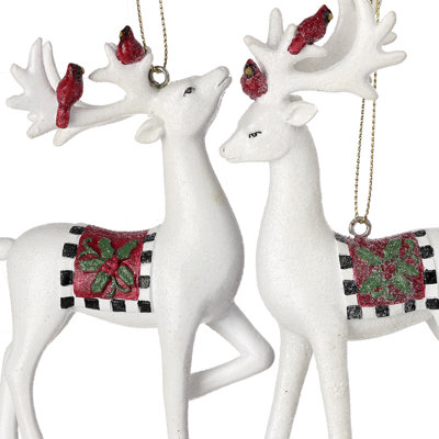 5.5" Resin Deer With Check Ornament 