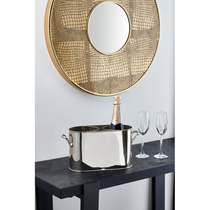 Metal 2 Bottle Wine Holder Carrier, Silver