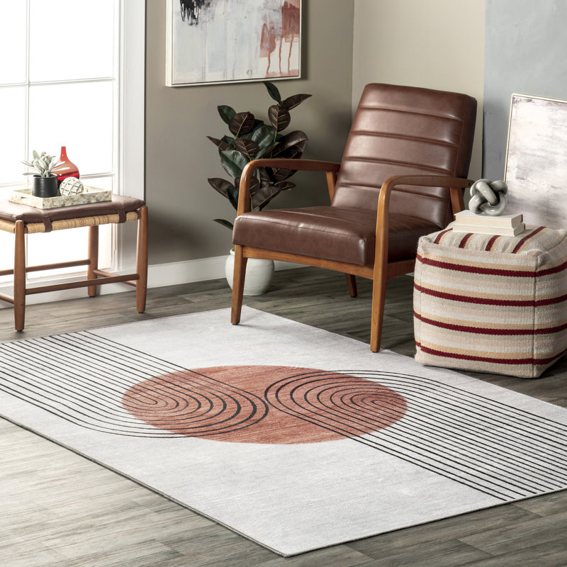 Martine SpinClean Abstract Sun Machine Washable Area Rug, Rectangle 9' x 12'