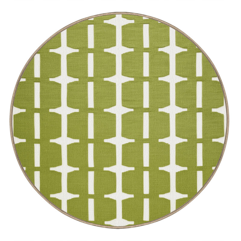 Machine Washable Trellis Brown Area Rug, Round 5'