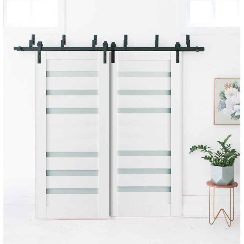 Portes blanches en verre givré Quadro, 64 po x 96 po