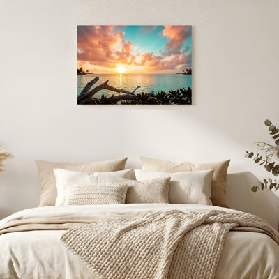Art mural sur toile Gallery Wrap pour le salon, la chambre à coucher, le bureau ou le vestibule - Décoration murale décorative avec coucher de soleil