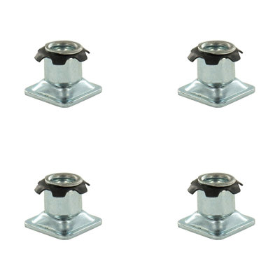 Outwater Industries Metal Threaded Single Star Type Leveler Inserts For 3/4 Inch Square Tubing, Heat Treated Steel And Zinc Plated Base, Fits Square 16-18 Gauge Tube, Thread: 1/4-20, 4 Pack