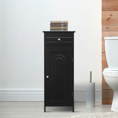 14" W x 34.5" H x 12" D Linen Cabinet, Bathroom Storage Cabinet with Two Adjust Shelves