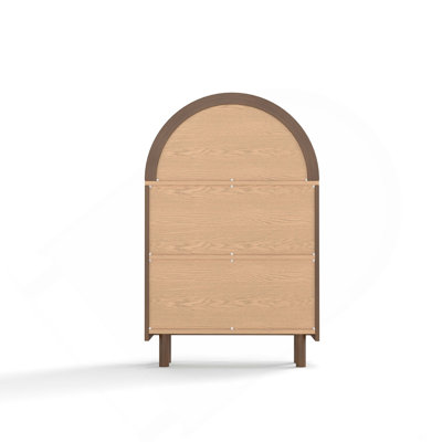 Arched Small Bookcase, Arched Storage Cabinet, Wooden Modern Arched Top Bookshelf with 3 Shelves, 3-Tier Storage Shelf for Living Room, Bedroom, Entry