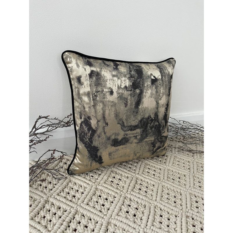Abstract Square Cushion Cover, Black/Gold