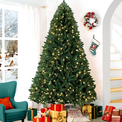 6.5 ft Pre-Lit Artificial Spruce Christmas Tree with 450 Warm Lights and 1,197 Branch Tips