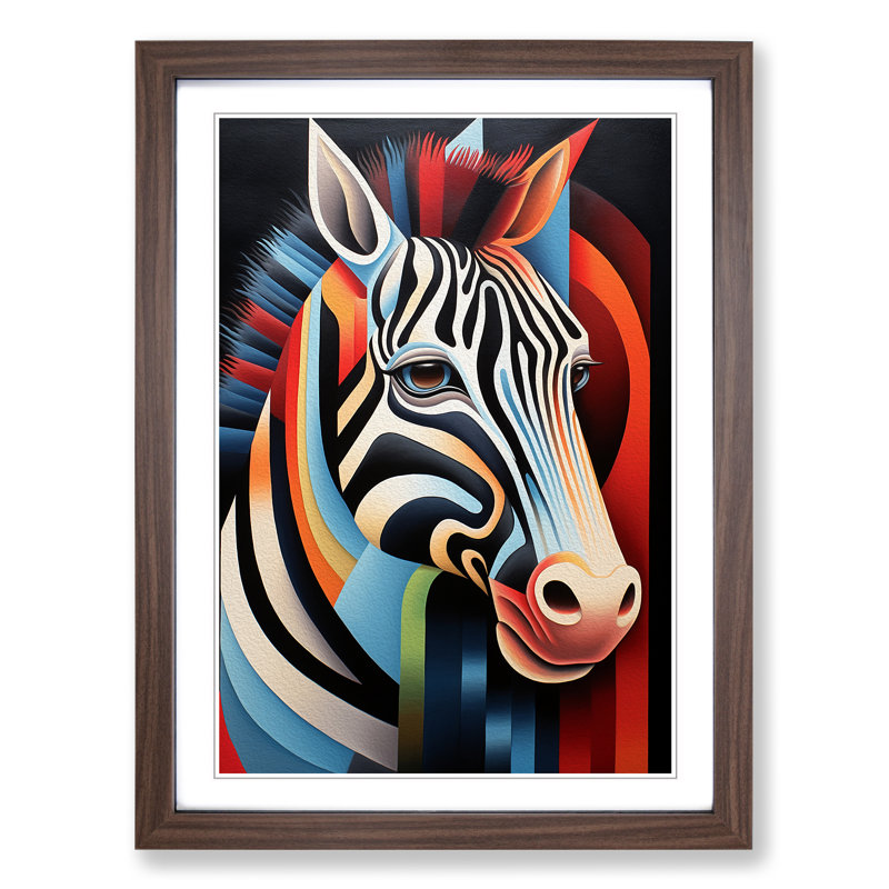Zebra Hard Edge Painting No.2 - Framed Print, Walnut, 64cm H x 46cm W x 2cm D