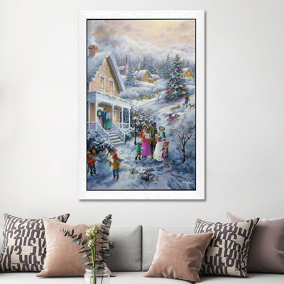 Carolers by Nicky Boehme - Floater Frame Painting on Canvas