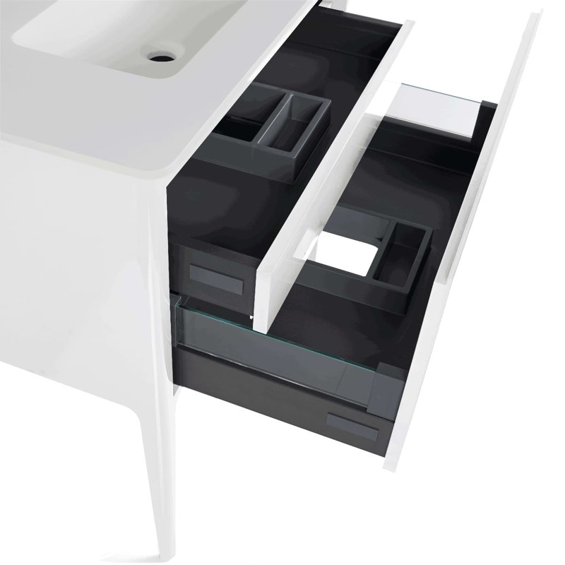 Luxe 30" Gloss Vanity With Counter, White