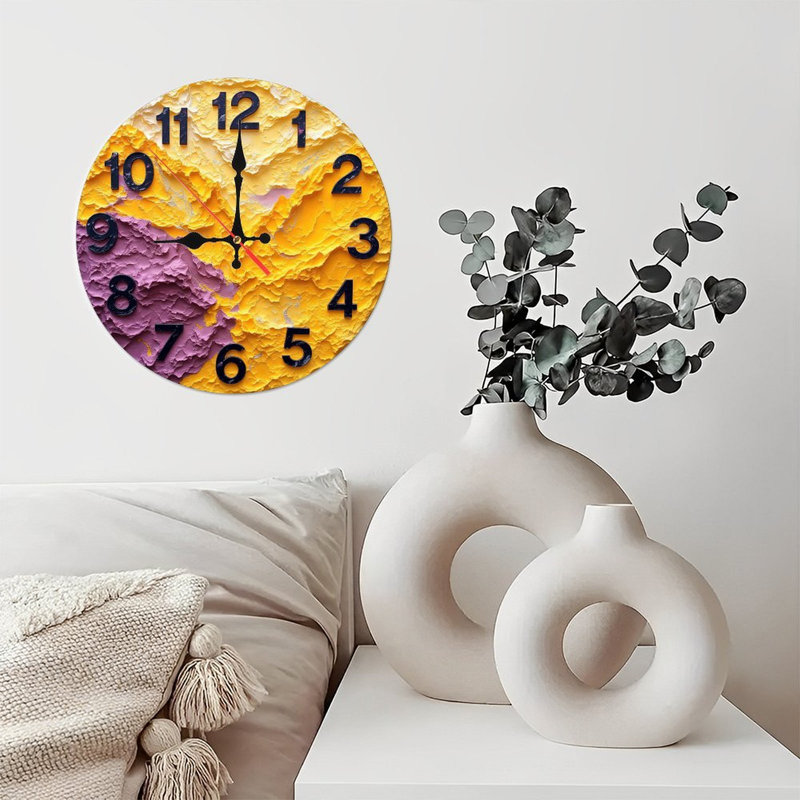 Horloge murale texturée jaune et jaune