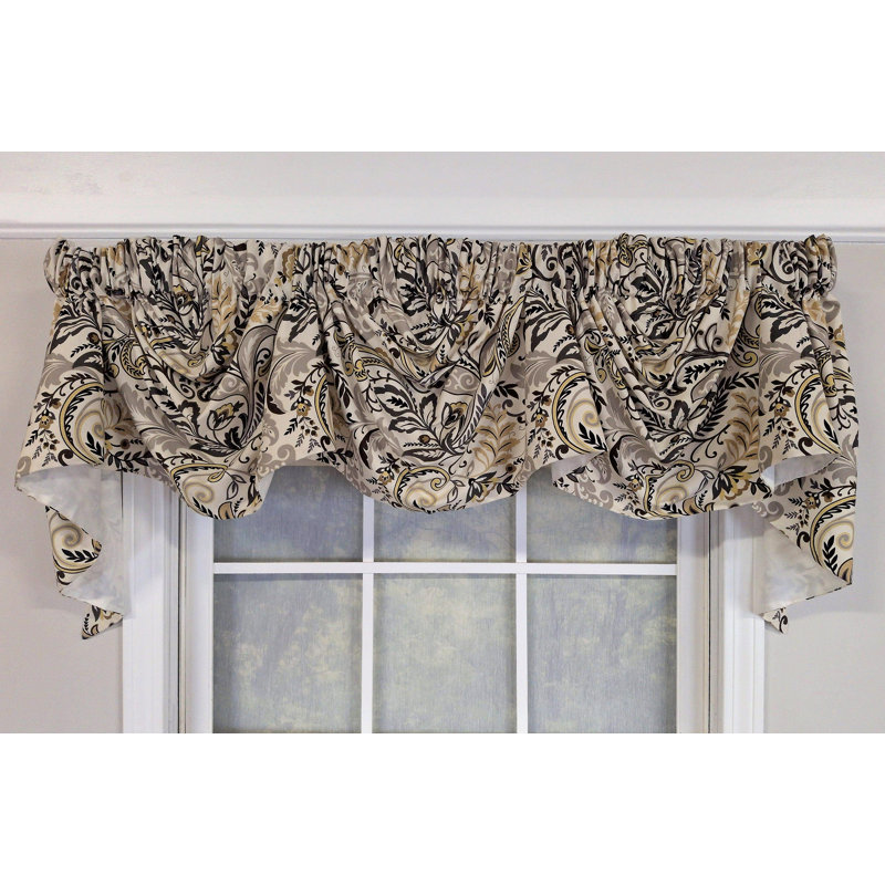 Cantonnière à 3 cuillères Findlay Charcoal Empire pour fenêtres jusqu'à l 54 po, 25 po x 60 po