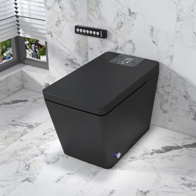 Toilette à bidet Breezebath Smart avec couvercle à ouverture / fermeture automatique et chasse automatique, siège chauffant, lavage à l'eau chaude, séchoir à air, affichage numérique, veilleuse, désodorisant intégré, glacis antibactérien