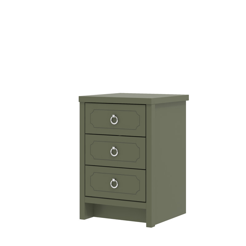 Verve 3 Drawer Bedside Table, Kale Green
