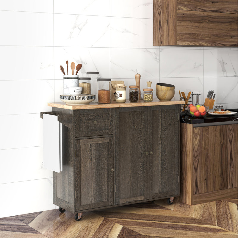 Versatile Rolling Kitchen Island With Multiple Storage And Enhanced Functionality
