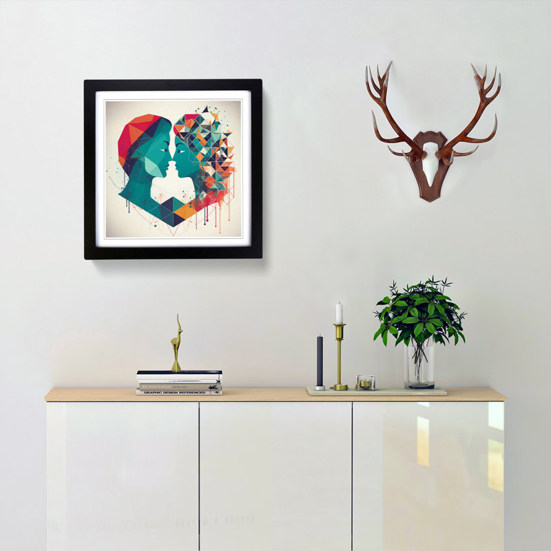 Lovers Geometric - Framed Print, Black