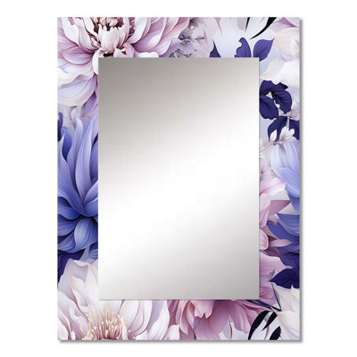 Keriann Exquisite Purple Beauty Floral Pattern - Floral Decorative Mirror, Cottage Large Wall Mirror, Printed Metal Art