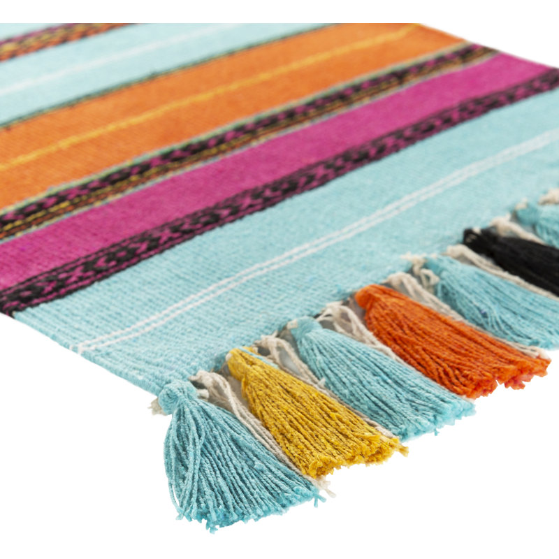 Golub Hand Woven Cotton Wall Hanging, Aqua