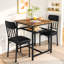 3-Piece Square Dining Table Set, Retro Farmhouse Style Small Kitchen Table And Chairs Set With MDF Table Top And Metal Frame, Space-Saving Bar Table Set For 2 With Wine Rack, For Small Space, Dining Room, Apartment-2071416865