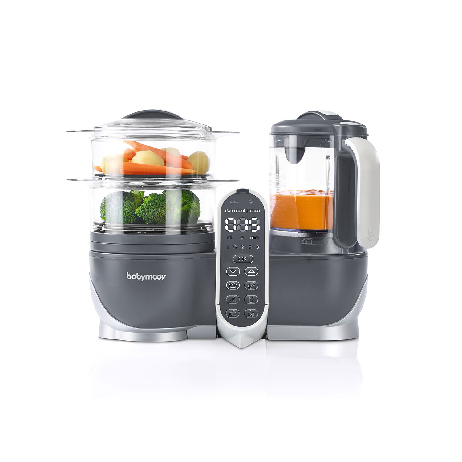 Babymoov Duo Meal Glass Food Maker - Baby Food Processor with Built-in  Glass Steamer, Stainless Steel Basket, and Glass Blender (Over 6 Cup  Capacity)