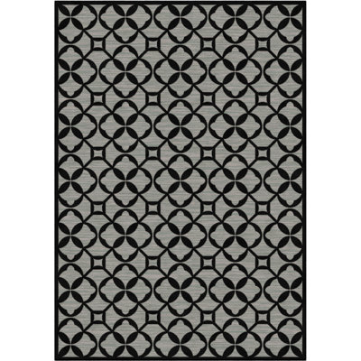 Noir géométrique/Tapis décoratif gris