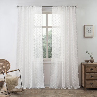 Olivia Voile Chiffon Solid Sheer Rod Pocket Curtain Panels