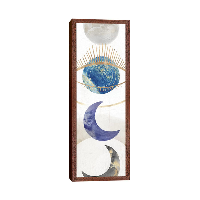 Crescent Moon II by Isabelle Z - Panoramic Print on Canvas, 30.48 cm H x 91.44 cm W, Classic Brown Wood Framed
