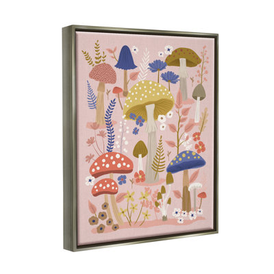 " Mushrooms & Botanical Pattern " by Lisa Perry Whitebutton