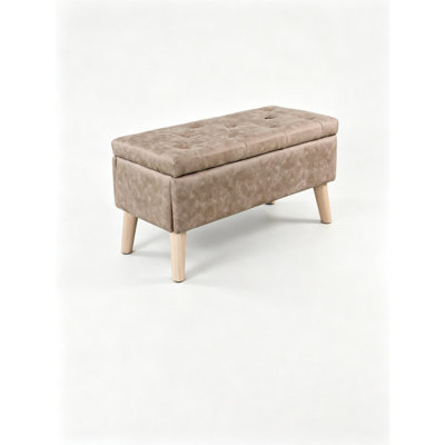Faux Leather Tufted Storage Ottoman Bench, Modern Upholstered End of Bed Bench with Hidden Storage for Bedroom Entryway