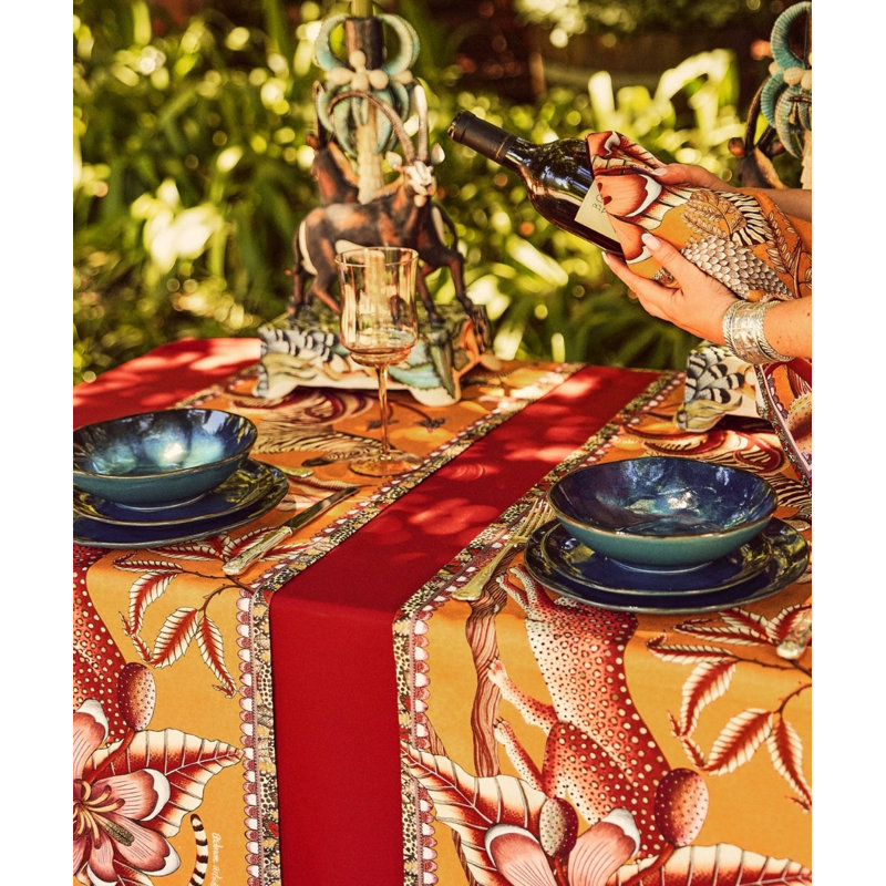 Pangolin Handmade Floral Table Runnner, 94'' L x 16'' W, Flame
