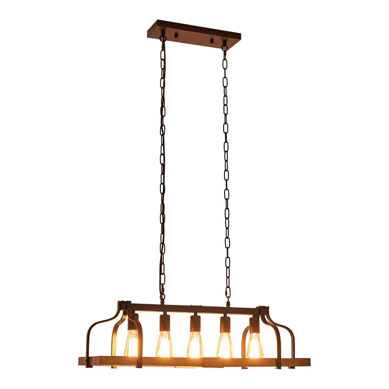 17.7 inch Wooden Farmhouse Chandelier