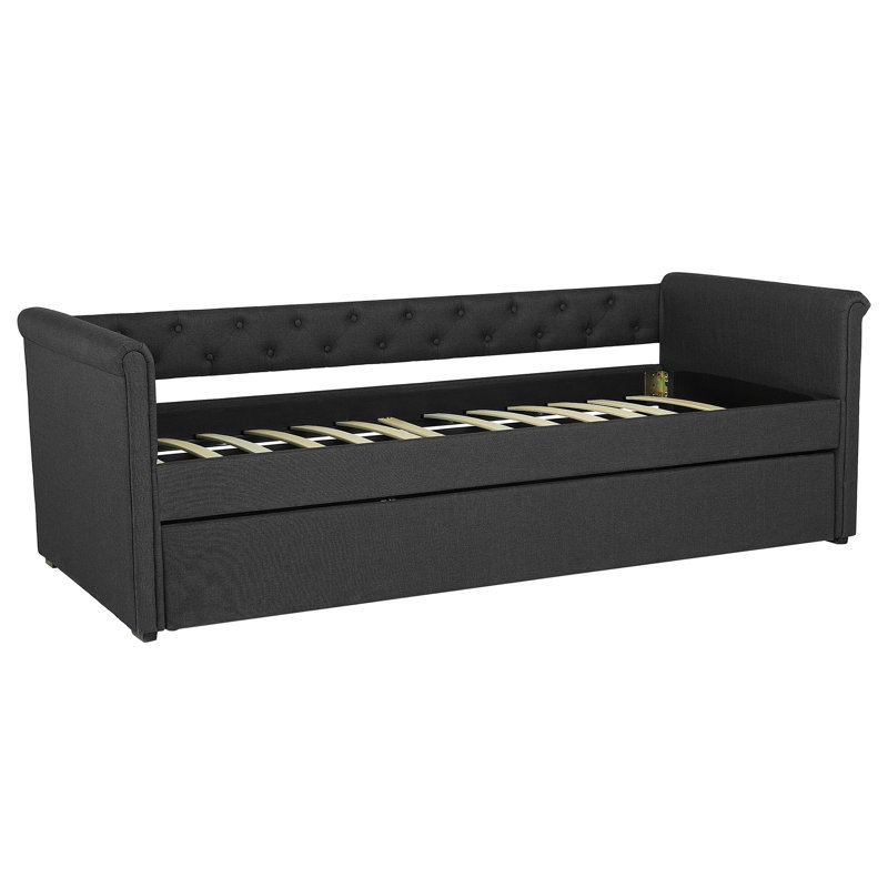 Steephill Upholstered Daybed with Trundle, Grey