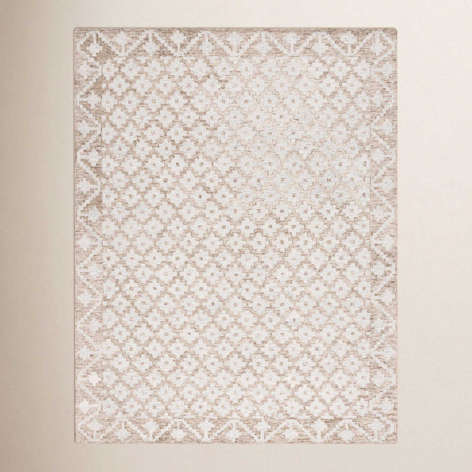 Heath Beige Sage Hand-Woven Geometric Rug, Rectangle 8' x 10'