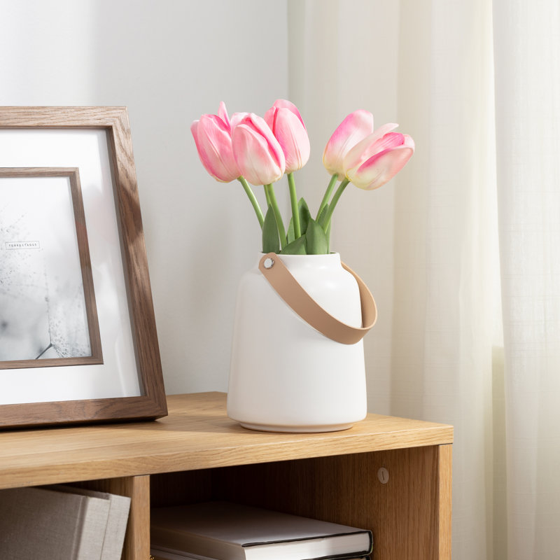 Vase de table en céramique blanche Lido, Blanc, H 6 po x l 5 po x P 5 po