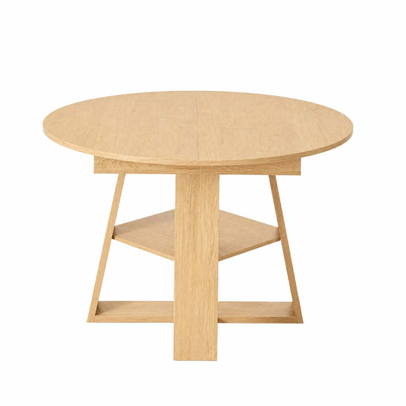 Table de salle à manger extensible moderne avec feuilles amovibles et tablette de rangement