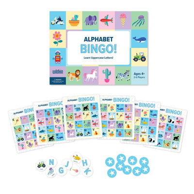 Wildkin Alphabet Bingo - Jeu d'apprentissage amusant pour les enfants, 2 à 6 joueurs