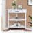 33.8'' Small Triangle Corner Table, Wood Corner Side Table for Small Spaces/ Living Room, 3 Tier End Corner Table with Solid Wood Legs-1273634572