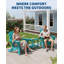 2 chaises Adirondack avec table d'appoint, chaises de patio en bois HDPE toutes saisons avec porte-gobelet, bleu lac