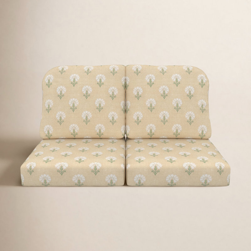 Amala Sunbrella® Indoor/Outdoor Loveseat Cushion, Sunbrella® Mira Sunshine