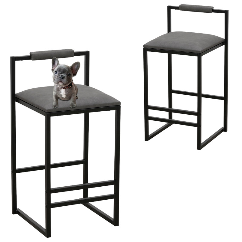Tabourets de bar de comptoir à dossier bas pour îlot (ensemble de 2), Gris